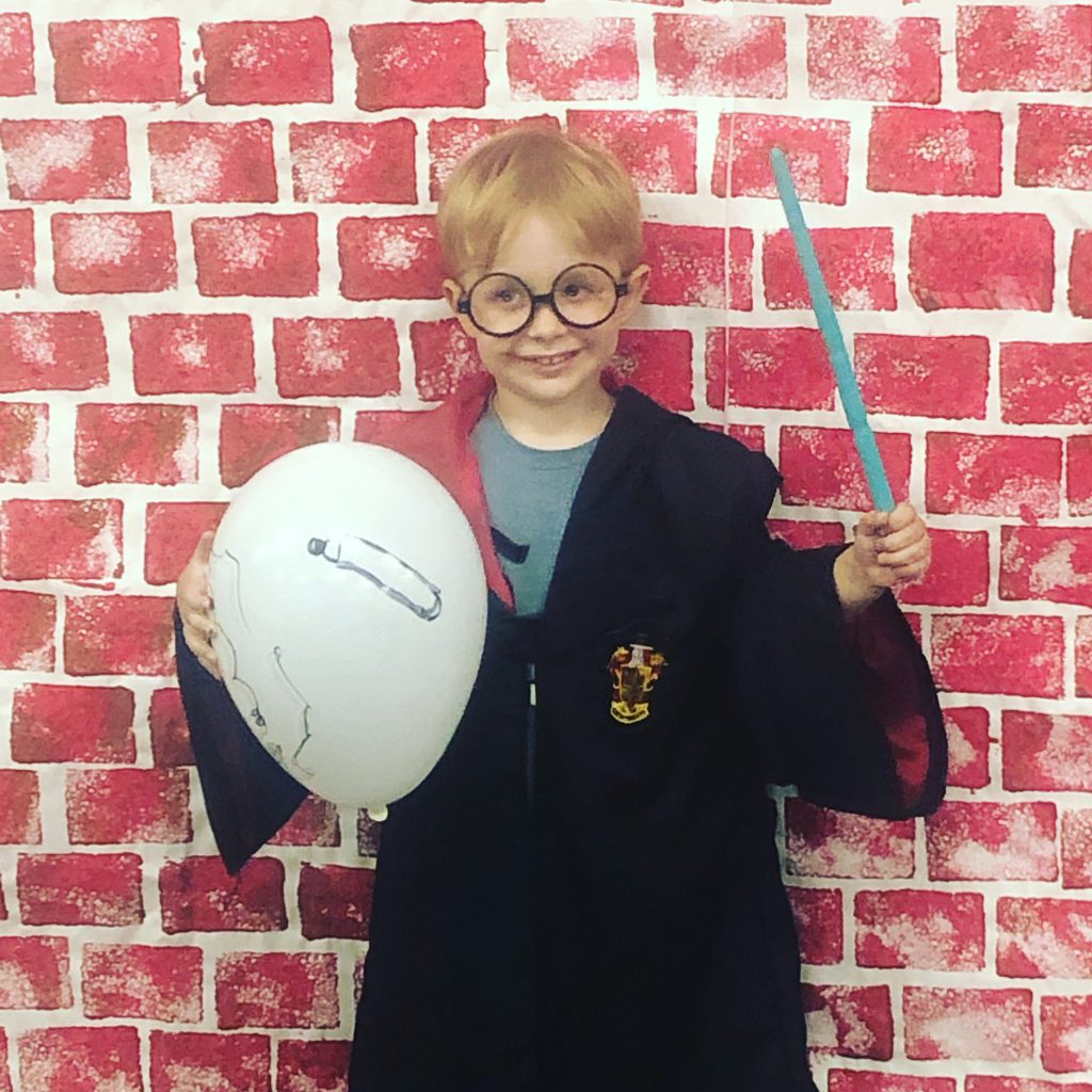 My 4 year old son dressed up as Harry Potter.